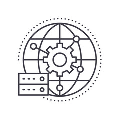 Global network icon, linear isolated illustration, thin line vector, web design sign, outline concept symbol with editable stroke on white background.