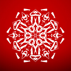 Abstract Geometric Background Texture, Geometric Shape Pattern Mandala on Red Background. Decorative Element For Design. Seamless Repeat Pattern. Christmas Snowflakes. Happy New Year. Vector EPS 10