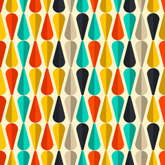 Mid century fifties modern drop shape retro colors seamless pattern. Part of collection