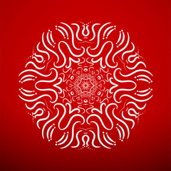 Abstract Geometric Background Texture, Geometric Shape Pattern Mandala on Red Background. Decorative Element For Design. Seamless Repeat Pattern. Christmas Snowflakes. Happy New Year. Vector EPS 10
