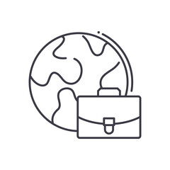 Global business icon, linear isolated illustration, thin line vector, web design sign, outline concept symbol with editable stroke on white background.