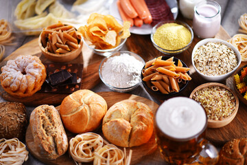 Composition with variety of food products containing gluten