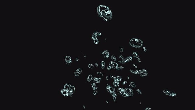 Render of falling drops of water, rain, liquid n a transparent background with an alpha channel.
MOV container and PNG codec with alpha channel.
