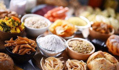 Composition with variety of food products containing gluten