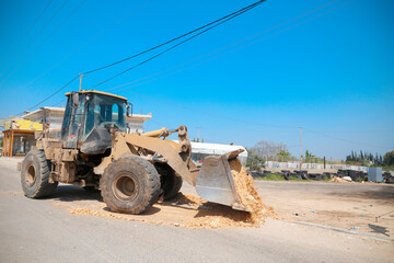 Bulldozer on the workplace, Excavators.