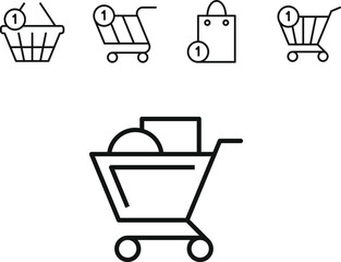 shopping trolley and basket icon