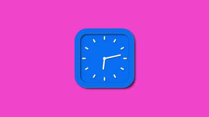 Amazing aqua color square 3d wall clock isolated on pink background