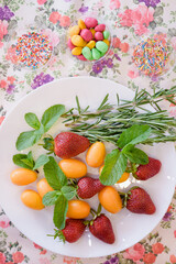 strawberries on a white plate