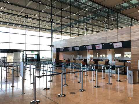 Berlin, Germany - November, 2020: Empty gate at BER Airport in Berlin during Covid-19 Pandemic
