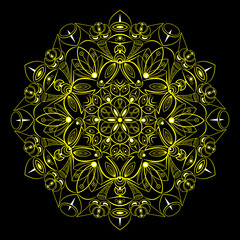 Vector colorful mandala. Abstract object on black background. Decorative element