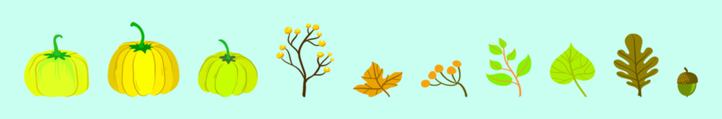 set of pumpkin cartoon icon design template with various models. vector illustration isolated on blue background