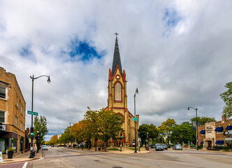 Street view in Skokie Town of Illinois