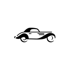 Naklejka premium Old vintage classic car simple icon and logo outline design