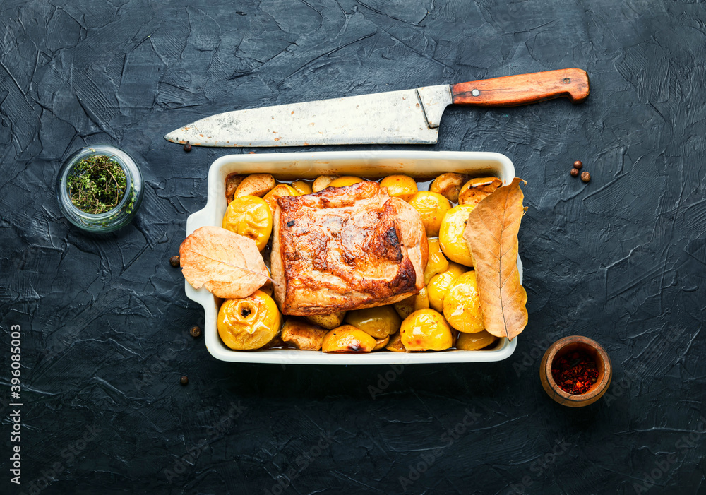 Wall mural Baked pork with apples