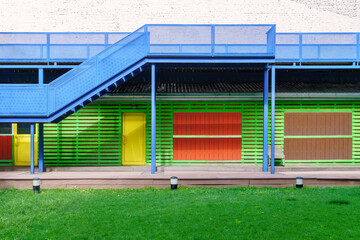 Blue metal staircase