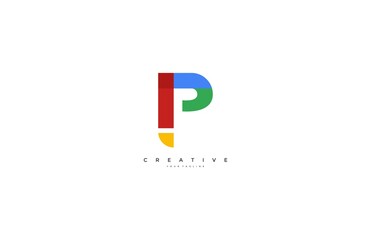 Letter P Bright simple colored logo vector image