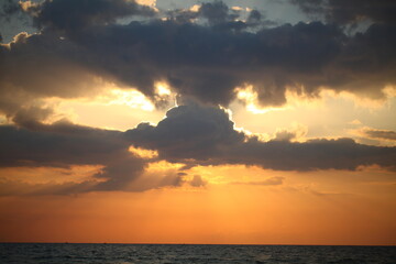 evening sky over the ocean overcast with thunderclouds sunset
