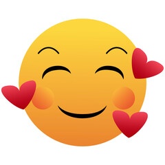 Emoji with hearts - in love face - emoticon face with smiling eyes, rosy cheeks, and three hearts floating around its head - expresses happy, affectionate feelings, especially being in love