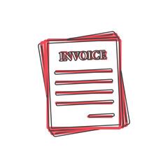 Vector invoice icon. Accounting document on cartoon style on white isolated background.