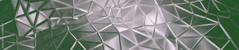 Poster abstract green and grey triangular background with geometrical wire frame suitable for web banner or