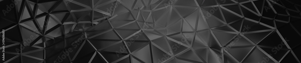 Poster abstract dark grey triangular background with geometrical wire frame suitable for web banner or canv