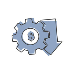 Cost reduction vector icon cartoon style on white isolated background.