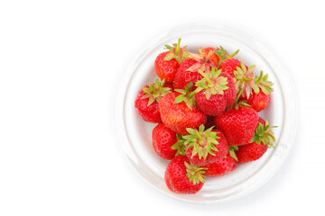 Close up, top view. background from freshly harvested strawberries, directly above. group of fresh strawberries closeup