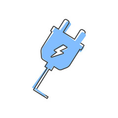 Vector icon electric plug cartoon style on white isolated background.