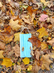 Face mask thrown away on the streets of Zuidplas during the corona crisis