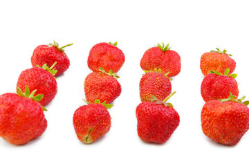 Close up, top view. background from freshly harvested strawberries, directly above. group of fresh strawberries closeup