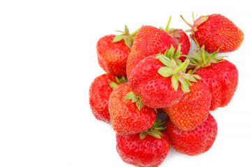Close up, top view. background from freshly harvested strawberries, directly above. group of fresh strawberries closeup