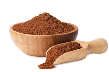 cacao powder in wooden bowl