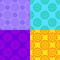 Set of four colorful patterns, abstract geometric backgrounds, vector illustration