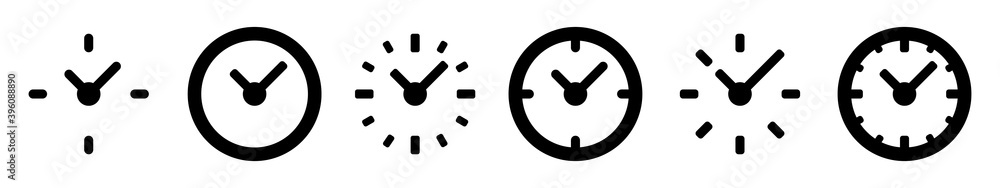 Poster clock and time outline icon. set of clock icon isolated. horizontal clocks vector symbol on white ba