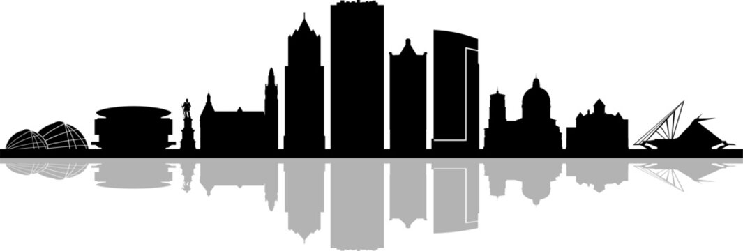MILWAUKEE Wisconsin SKYLINE City Outline Silhouette
