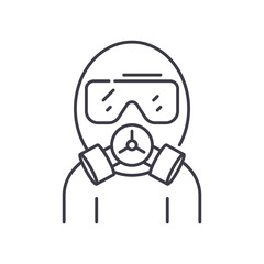 Gas mask icon, linear isolated illustration, thin line vector, web design sign, outline concept symbol with editable stroke on white background.