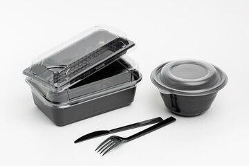 Plastic container for food delivery service