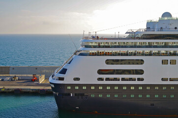Holland America cruiseship or cruise ship liner in port of Civitavecchia, Italy is the gateway to...