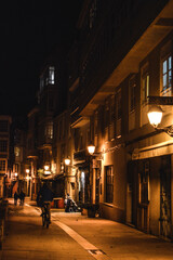 Fototapeta na wymiar old streets of galicia at night