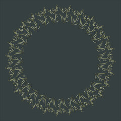 circle of beige flowers on a gray background