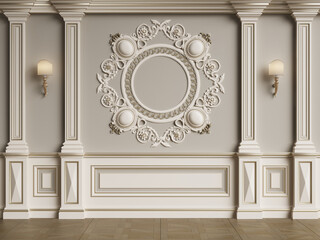 Classic interior wall with mouldings - obrazy, fototapety, plakaty