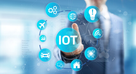 IOT Internet of things Digital transformation Modern Technology concept on virtual screen.