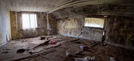 Creepy abandoned buildings with natural decay