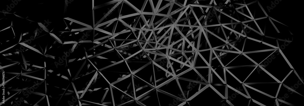 Poster 3d illustration of abstract triangular background with geometrical wire frame suitable for web banne