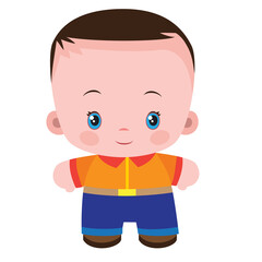 cute kid in flat style, cartoon illustration, isolated object on white background, vector,