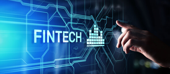 Fintech Financial technology Cryptocurrency investment and digital money. Business concept on virtual screen.