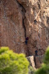 climbers on the mountain far vision