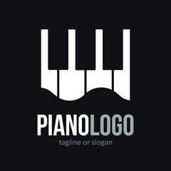 Piano music logo icon symbol design template