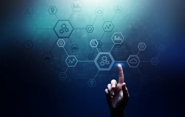 Automation system structure on virtual screen. Smart manufacturing technology and internet of...
