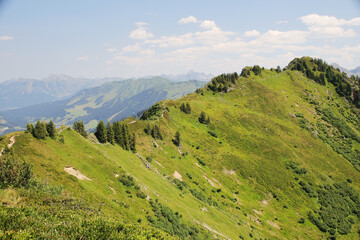 Panorama of the Alps opening from Mittelberg, Austria